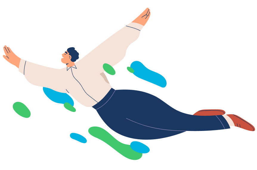 フライングする人物のイラスト